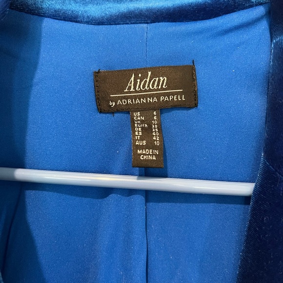 Aidan by Adrianna Papell Cobalt Blue Velvet Cocktail Dress - Picture 3 of 6